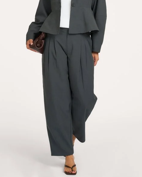 PANTALON EVIE BARREL GRIS FONCÉ CHINÉ ~ MY ESSENTIAL WARDROBE