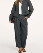PANTALON EVIE BARREL GRIS FONCÉ CHINÉ ~ MY ESSENTIAL WARDROBE