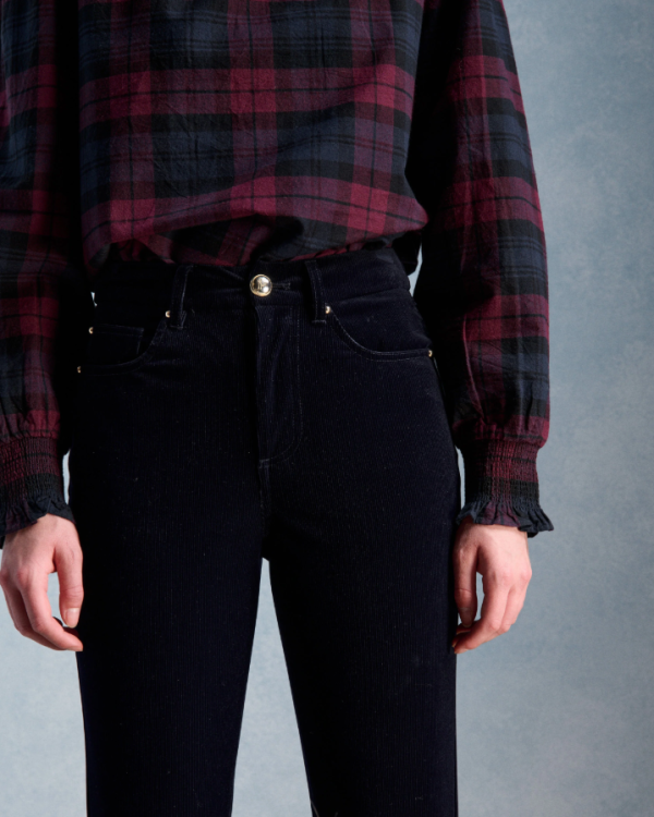 PANTALON PAULINE VELOURS MARINE ~ PETITE MENDIGOTE