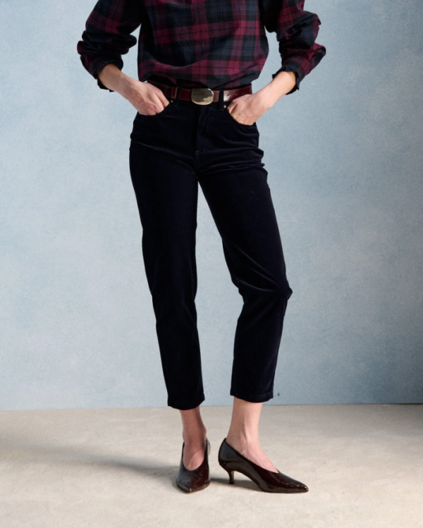 PANTALON PAULINE VELOURS MARINE ~ PETITE MENDIGOTE