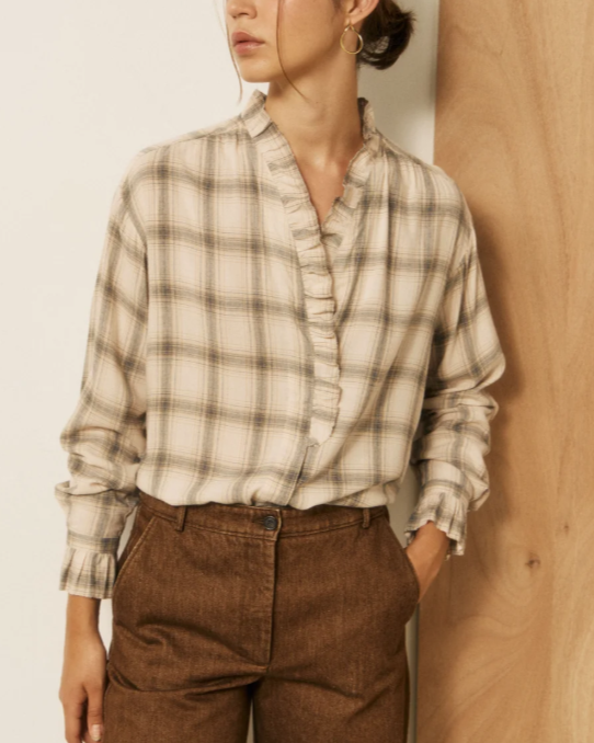 CHEMISE CARMELA BEIGE & GREY ~ HARTFORD