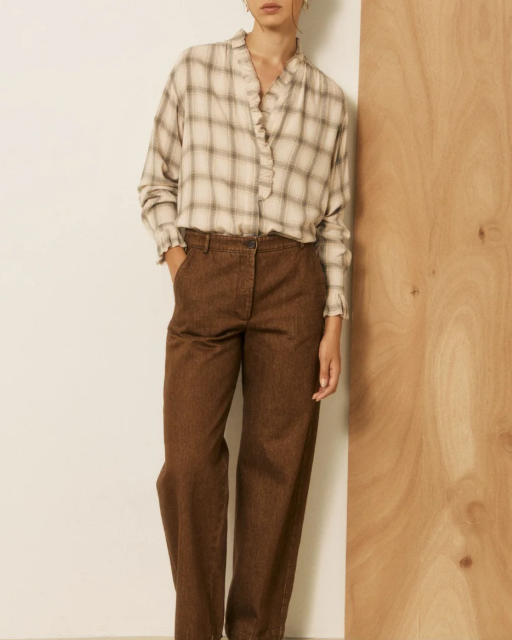 CHEMISE CARMELA BEIGE & GREY ~ HARTFORD