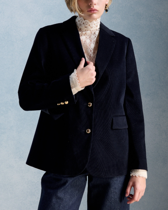 VESTE OLIVIA VELOURS MARINE ~ PETITE MENDIGOTE