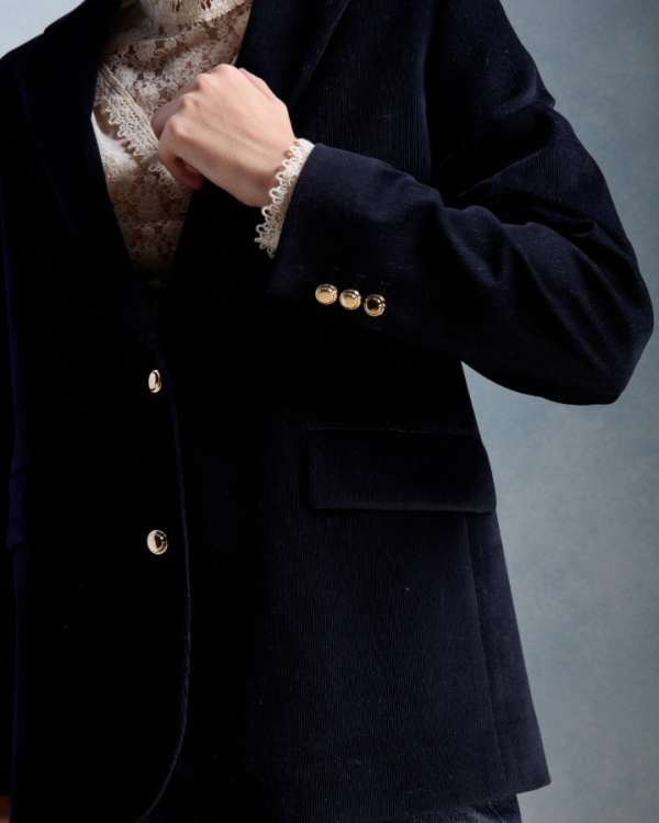 VESTE OLIVIA VELOURS MARINE ~ PETITE MENDIGOTE