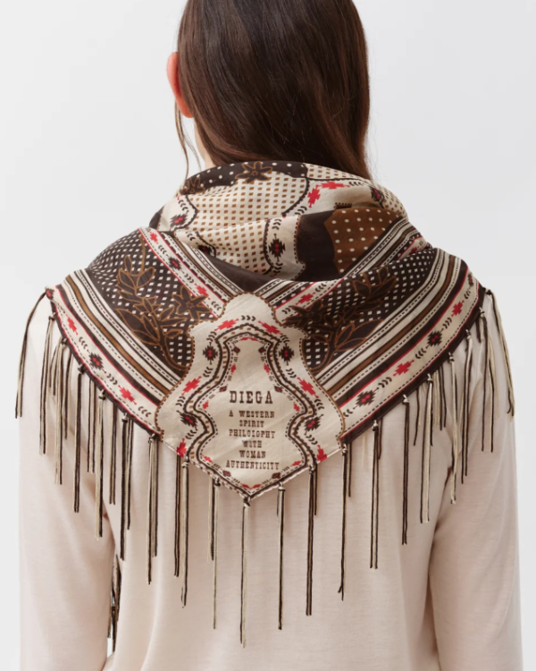 FOULARD FAREO ECRU CHOCOLAT ~ DIEGA