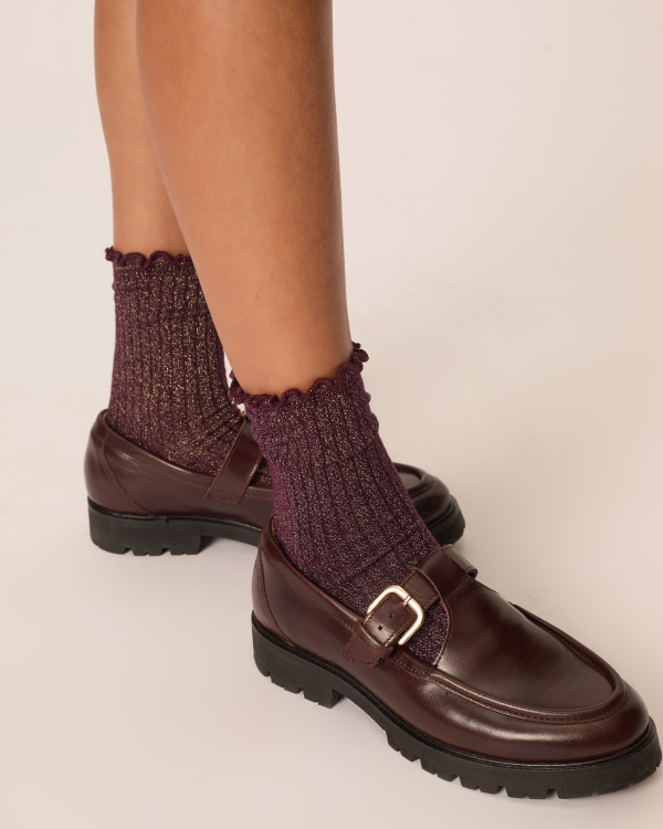 CHAUSSETTES ORTHENSE PRUNE ~ DES PETITS HAUTS