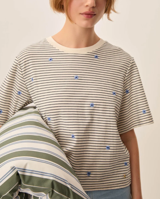 TEE-SHIRT JOSEF MARINE/CIEL ~ DES PETITS HAUT