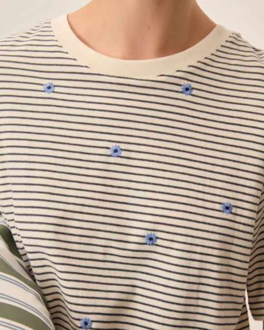 TEE-SHIRT JOSEF MARINE/CIEL ~ DES PETITS HAUT