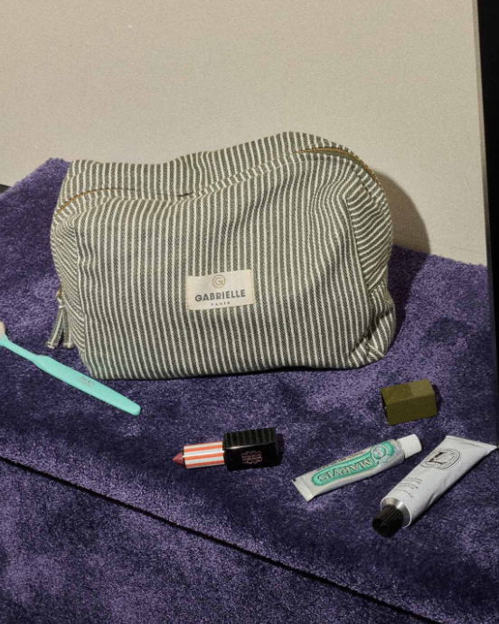 TROUSSE DE TOILETTE RAYURES QUARTZ ~ GABRIELL