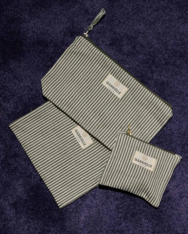 TROUSSE DE BEAUTÉ RAYURES QUARTZ ~ GABRIELLE 