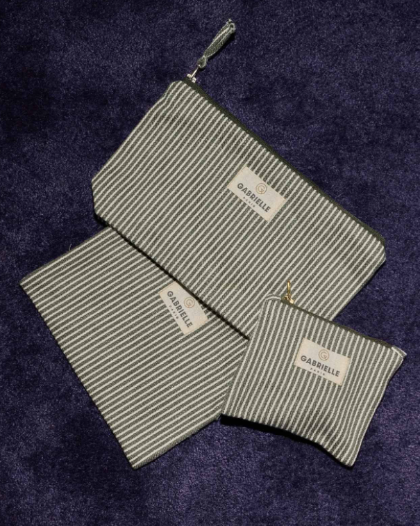 TROUSSE DE BEAUTÉ RAYURES QUARTZ ~ GABRIELLE 