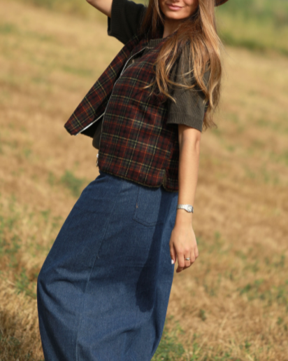 GILET DOLI CARREAUX KAKI ~ ORFEO