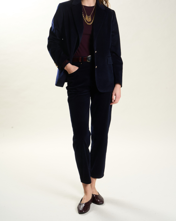 PANTALON PAULINE VELOURS MARINE ~ PETITE MENDIGOTE