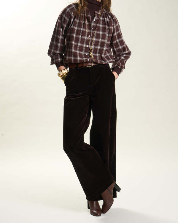 PANTALON PEDRO VELOURS CHOCOLAT ~ PETITE MENDIGOTE
