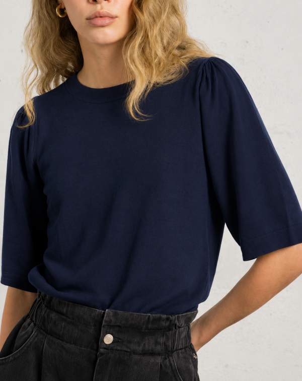 PULL BRUNE MARINE ~ DES PETITS HAUTS