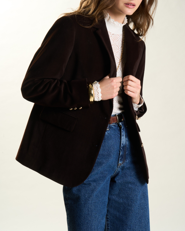 VESTE OLIVIA VELOURS CHOCOLAT ~ PETITE MENDIGOTE