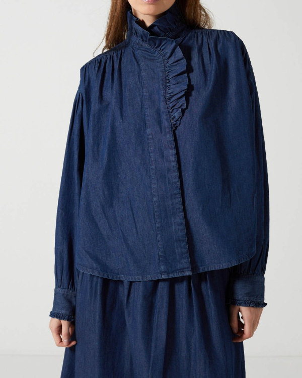 BLOUSE ALICE DARK BLUE DENIM ~ CHARLIE JOE