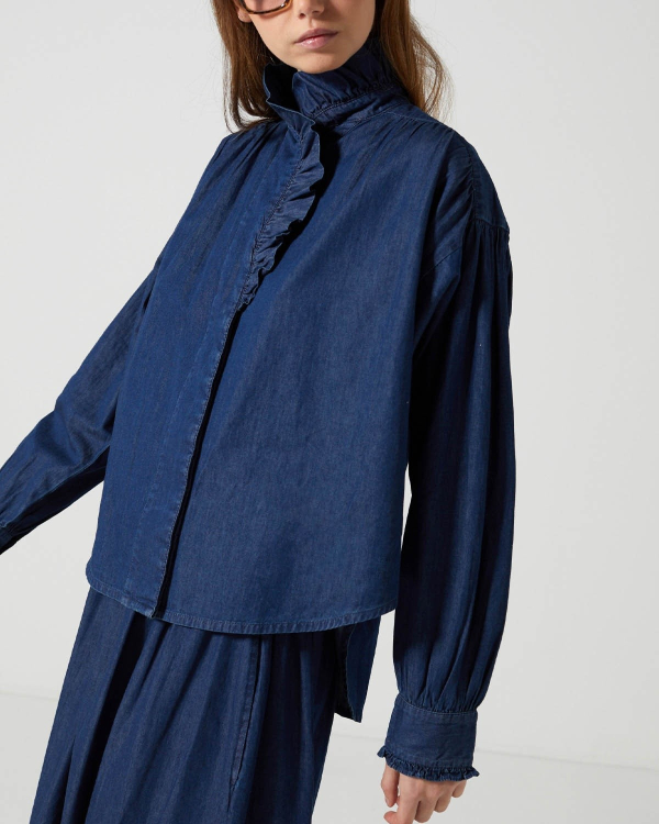 BLOUSE ALICE DARK BLUE DENIM ~ CHARLIE JOE