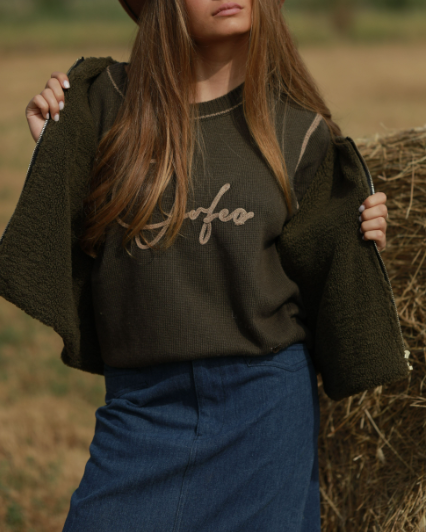 GILET DOLI CARREAUX KAKI ~ ORFEO