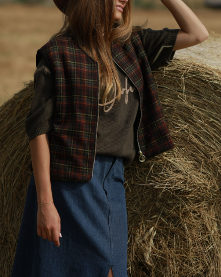 GILET DOLI CARREAUX KAKI ~ ORFEO