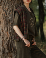 GILET DOLI CARREAUX KAKI ~ ORFEO