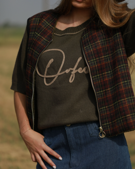 GILET DOLI CARREAUX KAKI ~ ORFEO