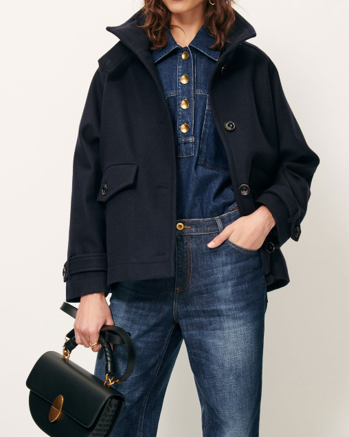 MANTEAU LEE WOOLY NAVY ~ SESSUN