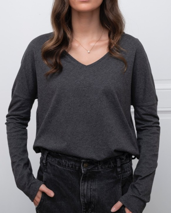 T-SHIRT EXTRA SUNY V CHINÉ ANTHRACITE ~ SUNY