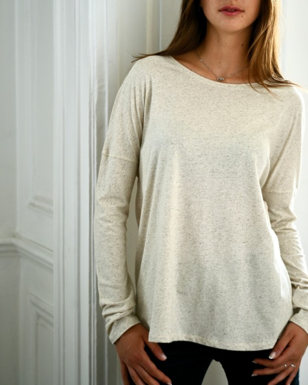 T-SHIRT EXTRA CHINÉ ÉCRU ~ SUNY